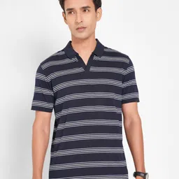 Peregrine by Pantaloons Striped Polo Collar Slim Fit T-shirt-picture-31