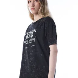 ONLY Typography Printed Round Neck Pure Cotton Oversized T-shirt image 2