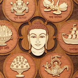 Exotic India Beige & Brown Wooden Carved Wall Art - 12 In image 2