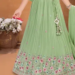 Lagorii Girls Embroidered Sequinned Ready to Wear Lehenga & Blouse With Dupatta image 4