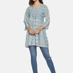 SAHORA Geometric Print Cotton Longline Top image 5