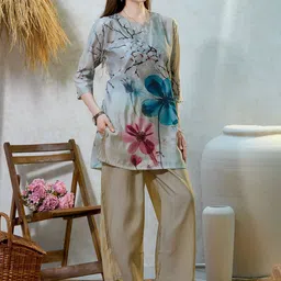 NIGHT FLOSS Floral Printed Tunic With Trousers Co-Ords image 3