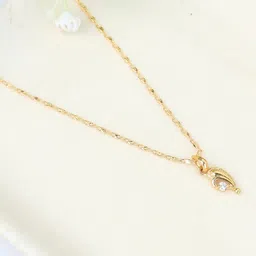 GARNISHA Women Gold-Plated Half Heart Shaped Cubic Zirconia Studded Pendant with Chain-picture-39