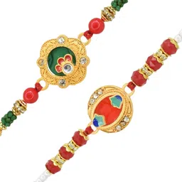 MEIRA JEWELLERY Set Of 2 Rakhi With Roli Chawal & Card image 5