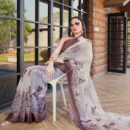 sanjana  silk SANJANA SILK Floral Pure Georgette Bagh Saree image 2