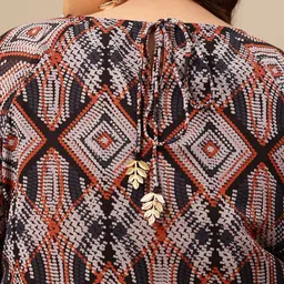 Sztori Plus Size Geometric Print Bell Sleeve Top image 2