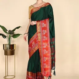 BilloRani Ethnic Motifs Zari Silk Cotton Handloom Narayan Peth Saree-image-6