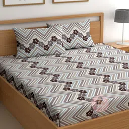 CHHAVI INDIA Off White & Black Printed Microfiber 210TC Queen Bedsheet Set2.50m x 2.25m-picture-15