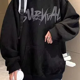 StyleCast x Revolte Typography Printed Hooded Drop-Shoulder Sleeves Oversized Sweatshirt-picture-38