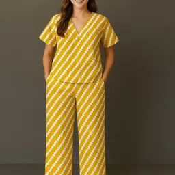 GAB Abstract Printed Pure Cotton Top With Trousers Co-Ords-picture-19