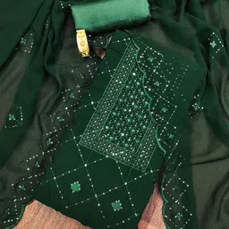 KALINI Embroidered Silk Georgette Unstitched Dress Material image 1