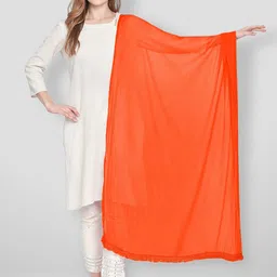 dupatta bazaar Chiffon Solid Orange Women Dupatta-picture-11