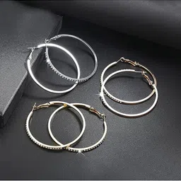 DN Creation Gold Plated Crystals & CZ Studded Circular Hoop Earrings image 3