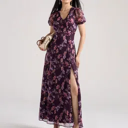 20Dresses Floral Print Puff Sleeve Chiffon Fit & Flare Maxi Dress-picture-51