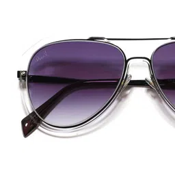 MacV Unisex Blue Lens & Gunmetal-Toned Aviator Sunglasses with image 2