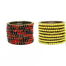 Only Offers Set Of 2 Multi Glass Artificial Stones & Beads Bangle-picture-33