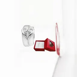 J.S ENTERPRISES Set Of 2 Unisex Stainless Steel Stones Studded Heart Finger Rings image 2