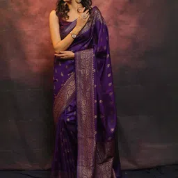 Sita Violet Silk Blend Woven Design Sarees image 5