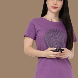 Kryptic Women Pack of 2 Printed Relaxed Fit Cotton Lounge T-Shirts-picture-39