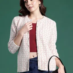 Cayman Women Self Design Woollen Cardigan-image-3