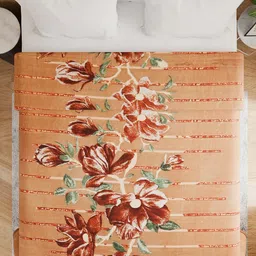 Aura Orange & Green Floral Mink Heavy Winter Double Bed Blanket-image-42