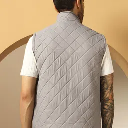 Christy World Men Mock Collar Solid Gilet Jacket image 4