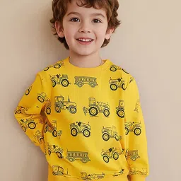 INCLUD Boys Tractor Printed Round Neck Sweatshirt-image-60