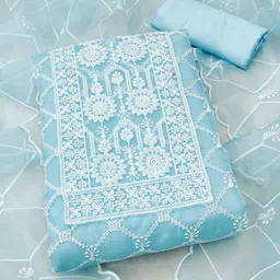 KALINI Embroidered Organza Unstitched Dress Material-picture-10