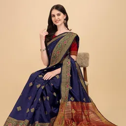 Areca Designer Ethnic Motifs Zari Banarasi Saree image 3