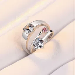 Teeragaj Set Of 2 Stone-Studded Adjustable Couple Finger Ring-picture-20