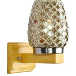 1ST TIME Pack Of 2 Gold-Toned Glass Traditional Cylinder Shaped Printed Wall Lamps image 5