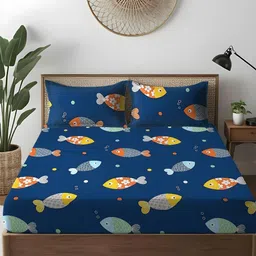 WEAVE AND DECOR Blue 300 TC Bedsheet with 2 Pillow Covers-picture-38