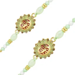 MEIRA JEWELLERY Set Of 2 Artificial Beaded Evil Eye Thread Rakhis With Roli Chawal image 4
