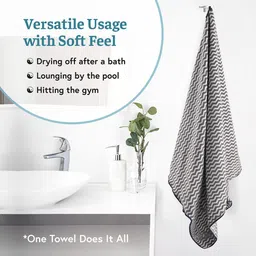 Kuber Industries Grey & White 6 Pieces Printed Microfiber 280 GSM Bath Towels image 5