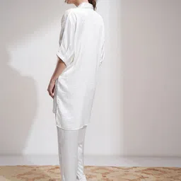 Vishudh White Embroidered Shirt With Trouser image 3