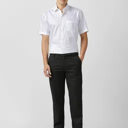 Van Heusen Men Textured Spread Collar Pure Cotton Formal Shirt image 2