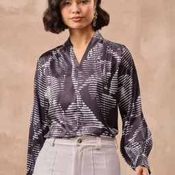 all about you Print Bishop Sleeves Crepe Top-image-86