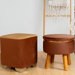 Shadowkart Set Of 2 Brown Pouffes Sitting Ottomans-image-78