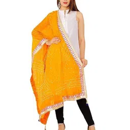 PK HUB Printed Art Silk Tie and Dye Dupatta with Beads and Stones image 3