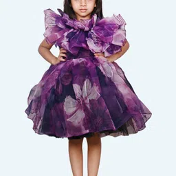 Modish Girls Floral Print One Shoulder Georgette Fit & Flare Dress-picture-10