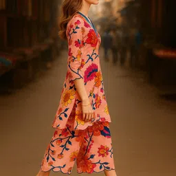 Lookmark Women Floral Printed Kurta with Trousers image 4