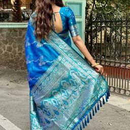 all about you Woven Design Zari Silk Blend Banarasi Saree image 4