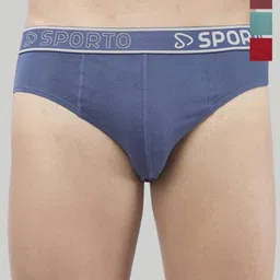 Sporto by Macho Men Pack Of 4 Cotton Mid-Rise Brand Logo Printed Basic Briefs-image-88