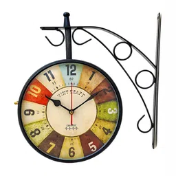 Unravel India Black & Green Printed Vintage Wall Clock image 2