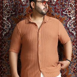 Instafab Plus Vertical Stripes Textured Comfort Spread Collar Cotton Shirt-picture-29