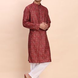 Pro-Ethic STYLE DEVELOPER Men Floral Woven Design Cotton Kurta with Pyjamas-picture-15