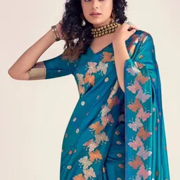 Anouk Woven Design Zari Silk Blend Banarasi Saree image 4