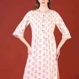 V-Mart Floral Printed Round Neck A-Line Kurta-image-11