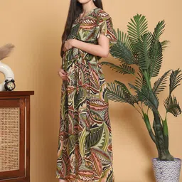 Moms Maternity Floral Print Flutter Sleeve Georgette Maternity Fit & Flare Maxi Dress image 2