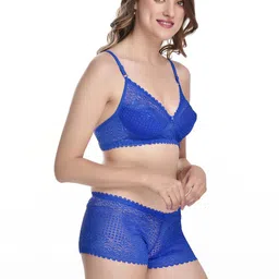 samvar Women Blue,Maroon Cotton Bra Panty Set for Lingerie Set Undergarments Pack of 2 image 5